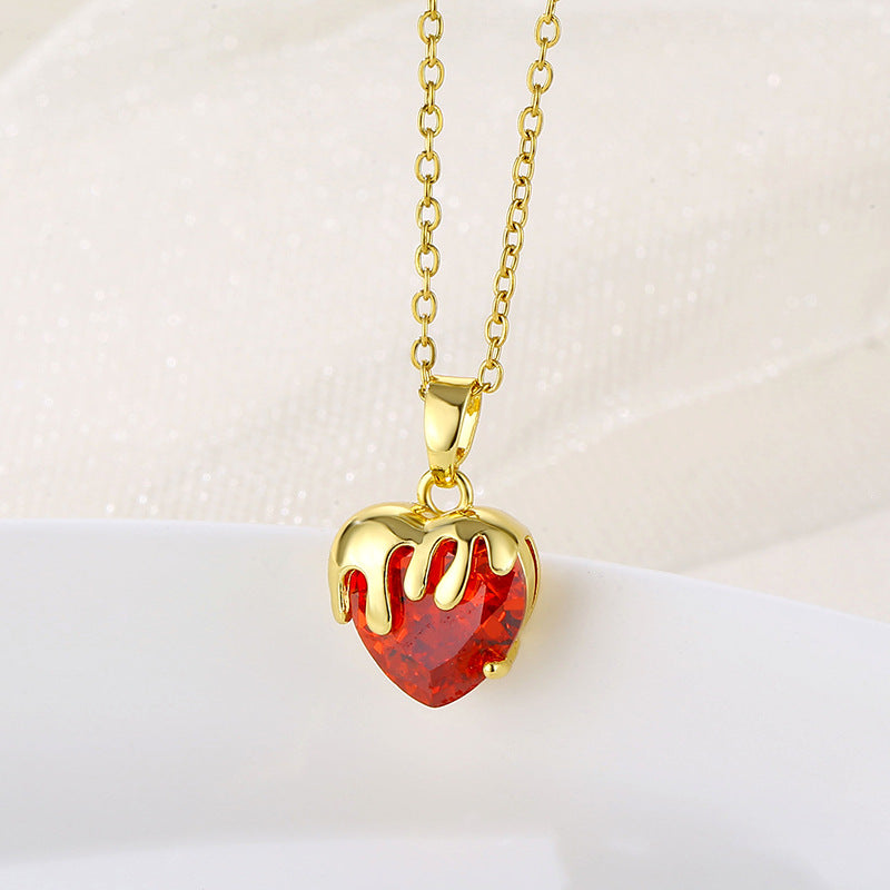 Wholesale love zircon stainless steel heart shaped crystal creative clavicle chain necklace